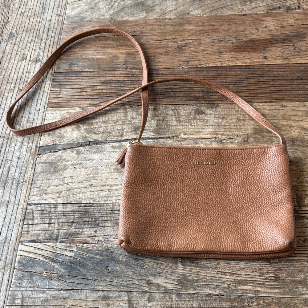 Ted Baker Brown Pebbled Leather Crossbody Bag